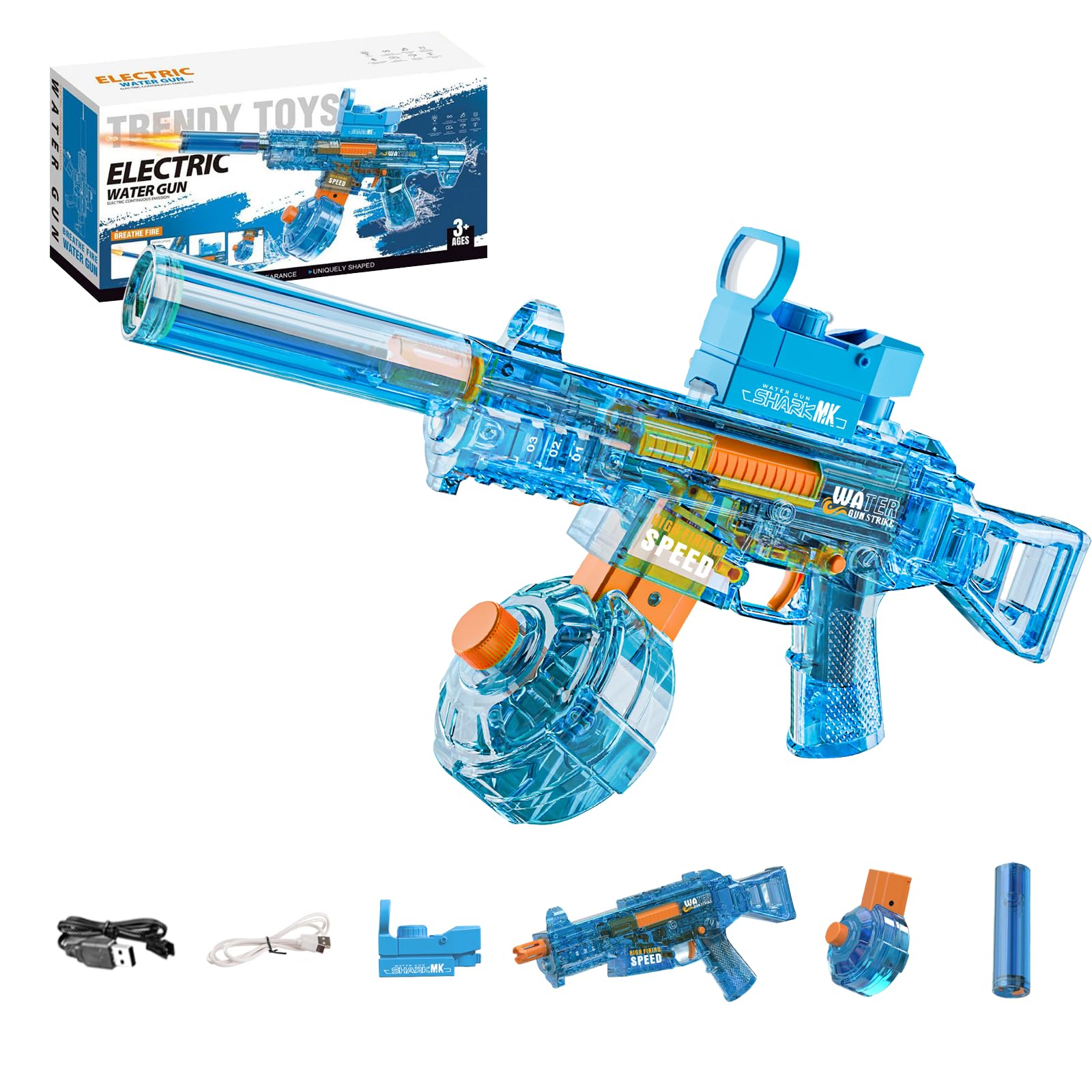 Electric Water Gun for Adults and Kids, Automatic Squirt Watergun Pistol with Led Lights, Summer Outdoor Pool Beach Par
